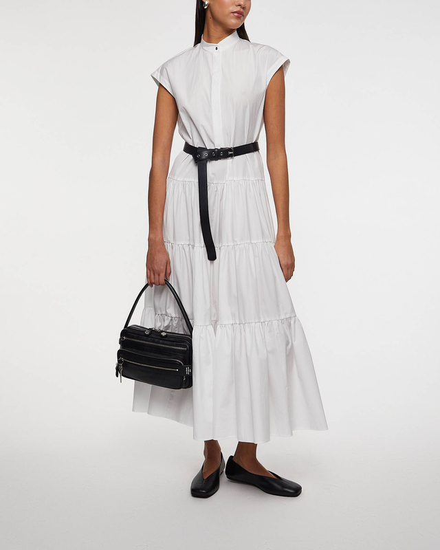 Max Mara Studio Dress Flounced Cotton Shirt  White IT 44 (EUR 38)