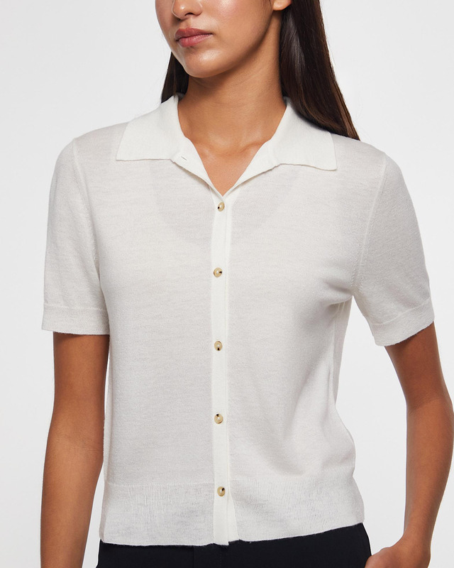 Vince Tröja Collared Button-Front  Offwhite L