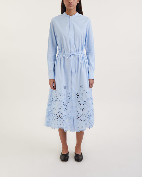 Dress Embroidered Long Sleeve Blå 2
