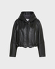 Sportmax Jacket Leather Bomber Hood Black IT 38 (EUR S)