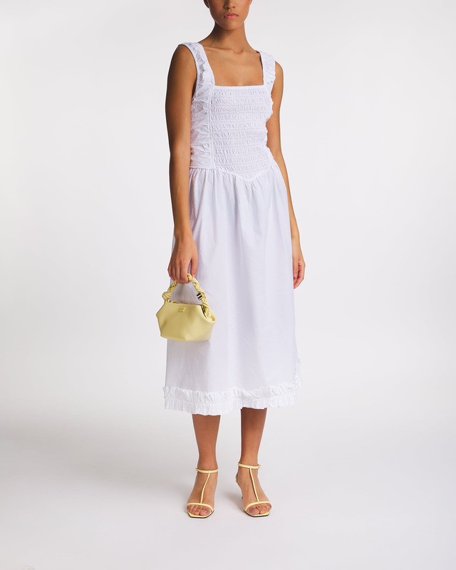 GANNI Klänning Poplin Midi Strap Vit 36