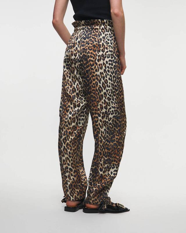Ganni Printed Satin Pants Leopard 36
