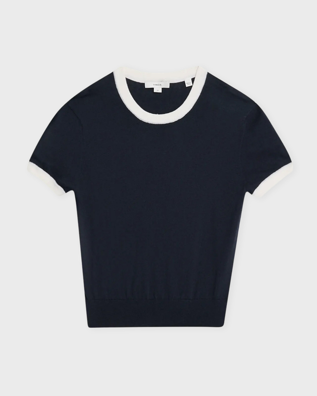 Vince T-Shirt Ringer Sweater Tee Blå/vit S