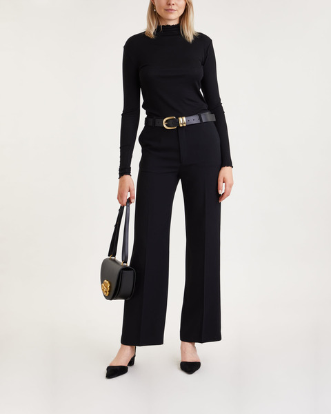 Topp Sheer Wool Mock Svart 2