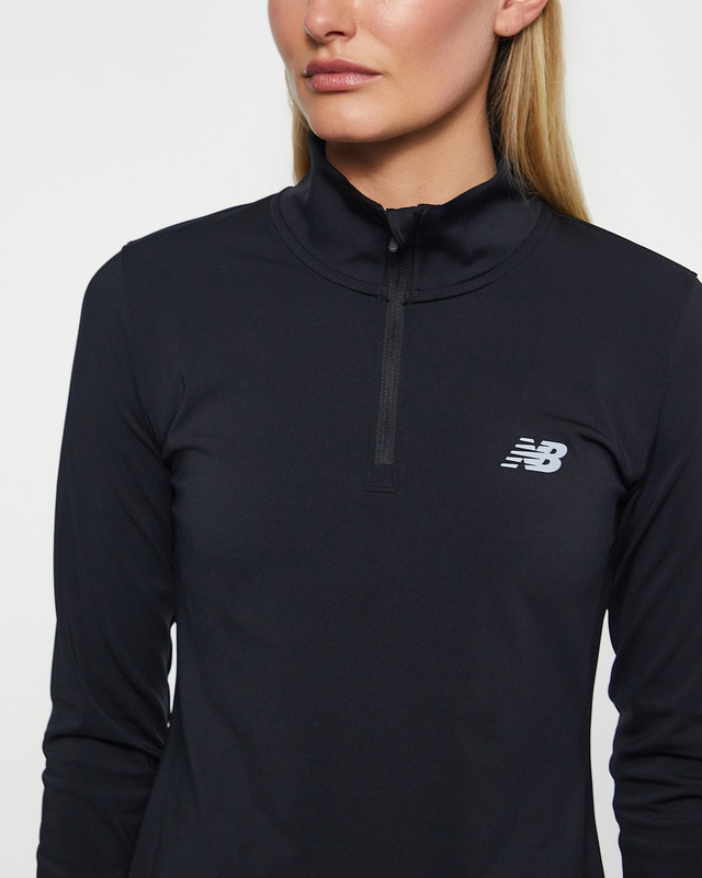 New Balance Top Script Quarter Zip Black S