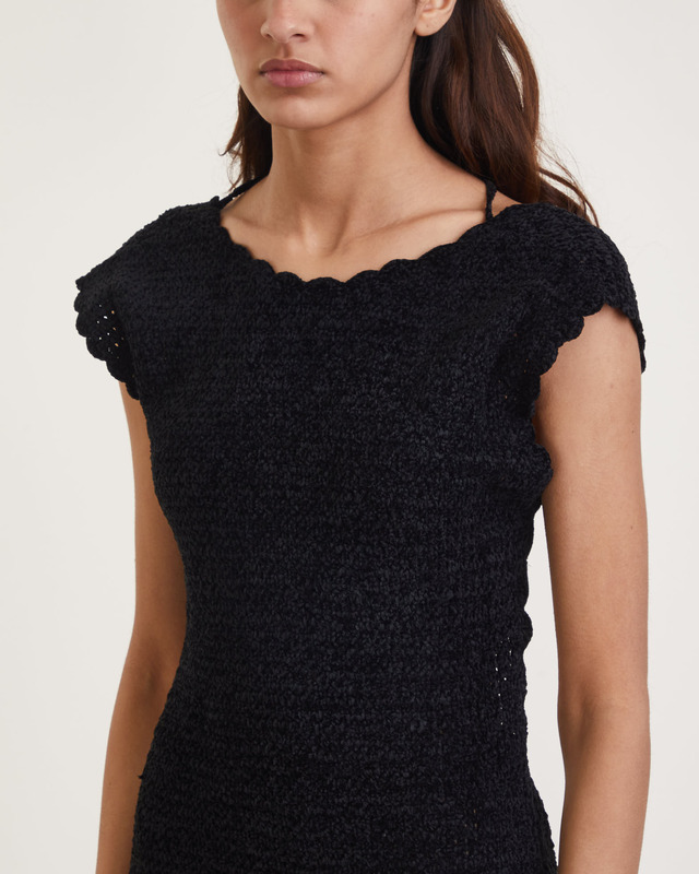Ganni Klänning Velvet Crochet Open Back Svart L