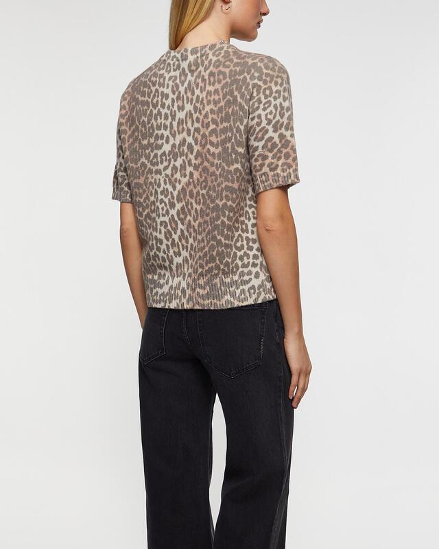 Ganni T-Shirt Graphic Wool Mix Leopard Leopard XS