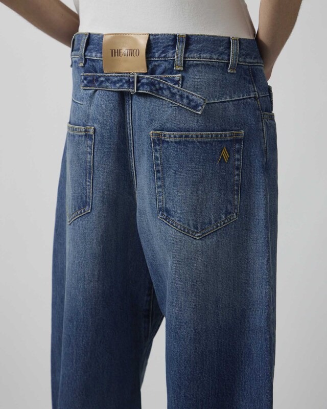 The Attico Jeans Back Buckle Strap Washed Blue 26