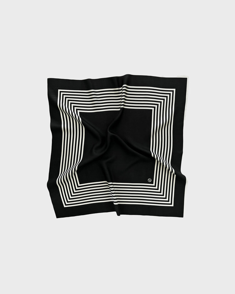 Scarf Silk 65 x 65 Svart/creme  1
