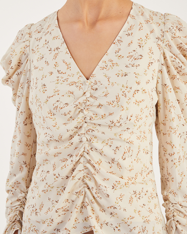 Wakakuu Icons Blouse Printed Puff Sleeve  Vit XS