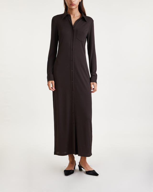 Filippa K Jersey Shirt Dress Mörkbrun L