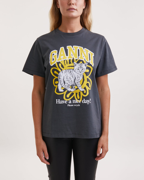 T-Shirt Basic Jersey Cat Relaxed Svart/grå 1