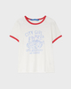 Mother Denim T-Shirt The Lil Goodie Ringer  White XS