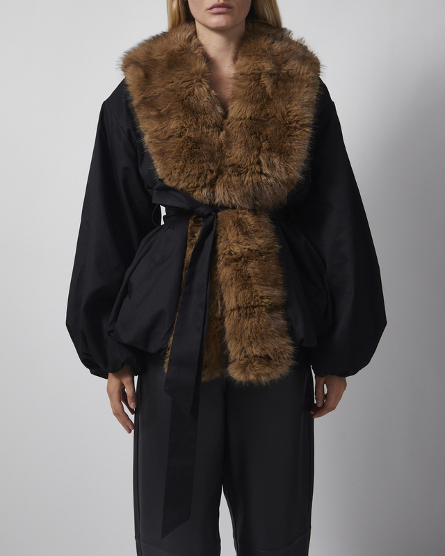 ROTATE  Jacket Faux Fur Collar Black 36