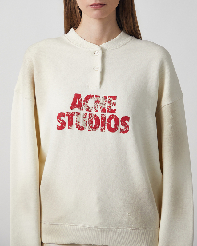 Acne Studios Sweatshirt Fleece Logo Offwhite XS