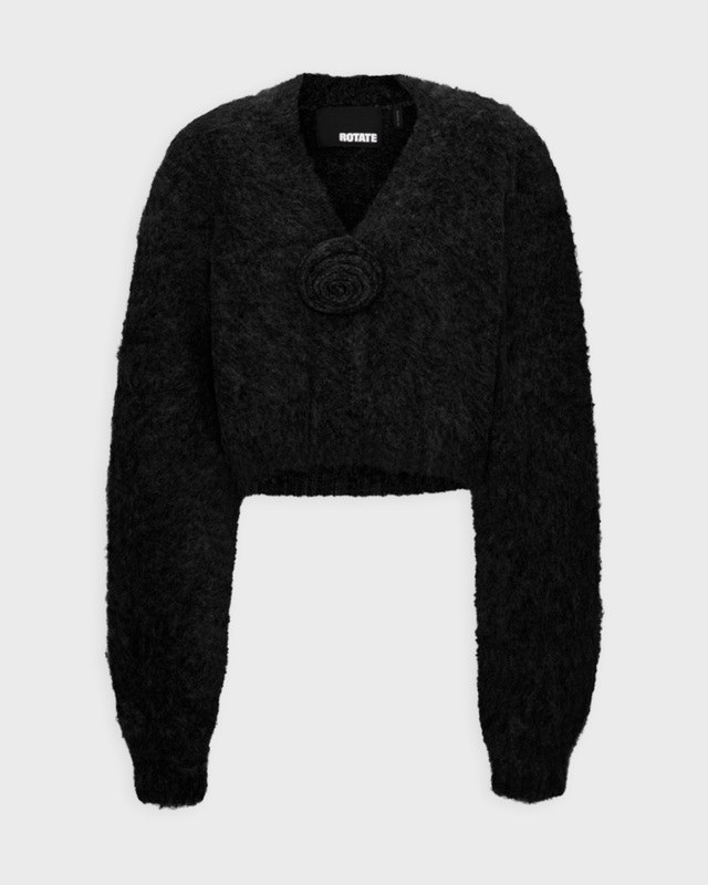 ROTATE Birger Christensen Tröja Knit Cropped Cardigan Svart 34