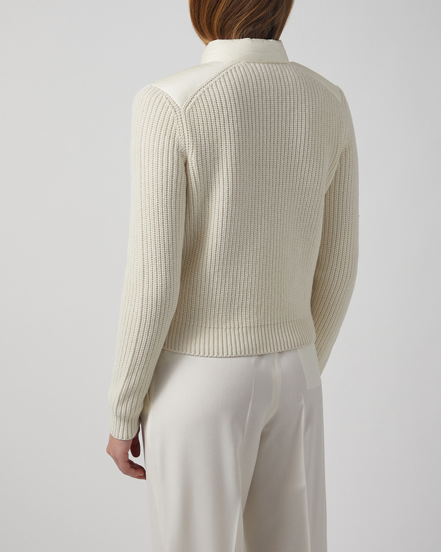 Moncler Jacket Padded Wool Zip-Up Cardigan Natural XS