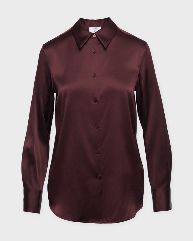 Filippa K Skjorta Silk Burgundy  40