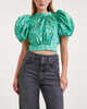 ROTATE Birger Christensen Topp Puff Sleeve Grön 36