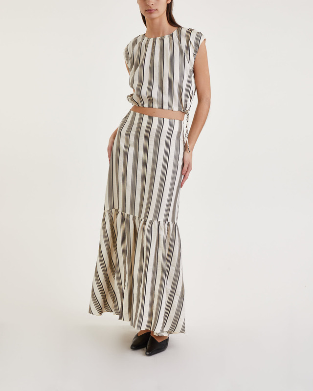 Dagmar Kjol Fitted Cotton Vit/svart 38