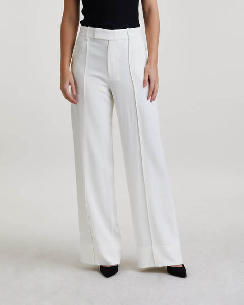 Byxor Weyes In Matte Viscose Crepe Vit 2