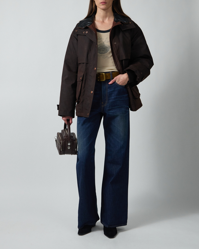 Acne Studios Jacket Waxed Canvas Blouson Dark Brown 40