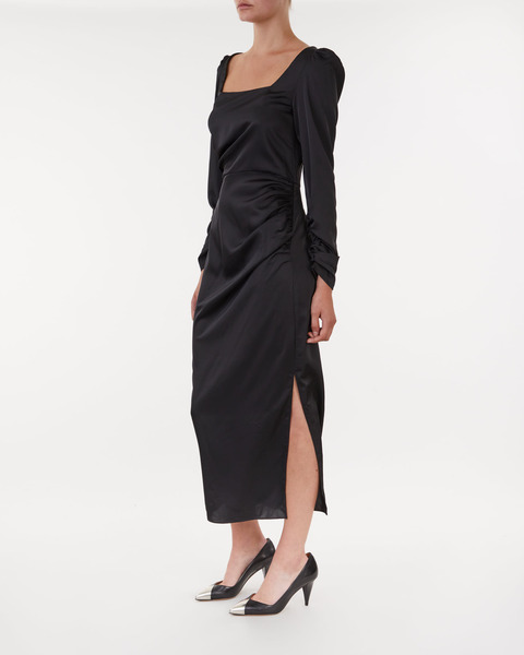 Dress Square Neck Satin Svart 2