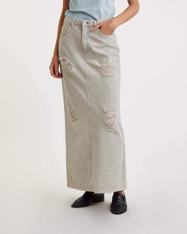 Acne Studios Kjol Denim Distressed Grå/beige 36