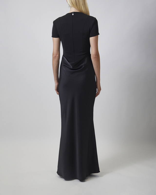 ROTATE  Dress Capsleeve Draped Maxi Black 34