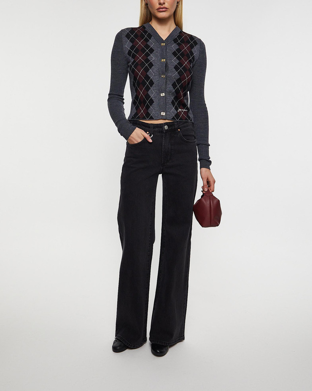 Ganni Cardigan Fine Merino Jacquard Grå S