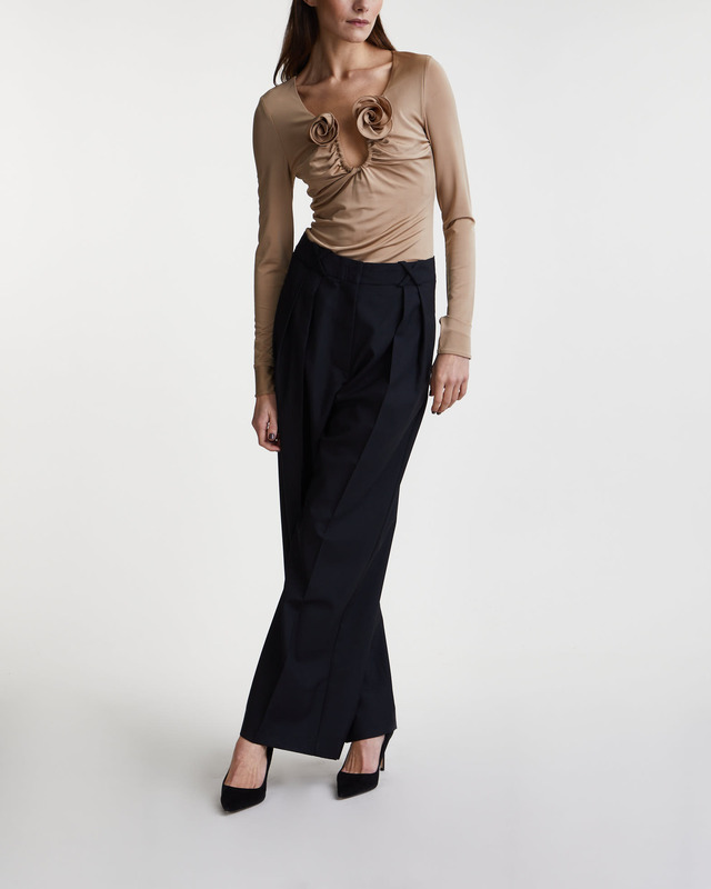 Magda Butrym Topp Long Sleeve Floral Appliqué Beige FR 34 (EUR 32)