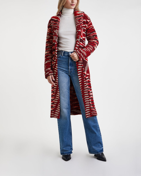 Cardigan Long  Svart/röd 2