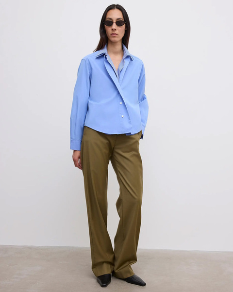 Skjorte Cropped Asymmetric Collar Mid Blue 2