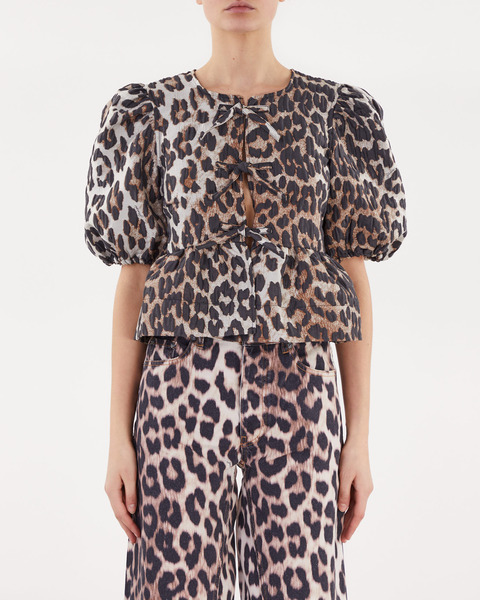 Blouse 3D Jacquard Peplum  Leopard 1