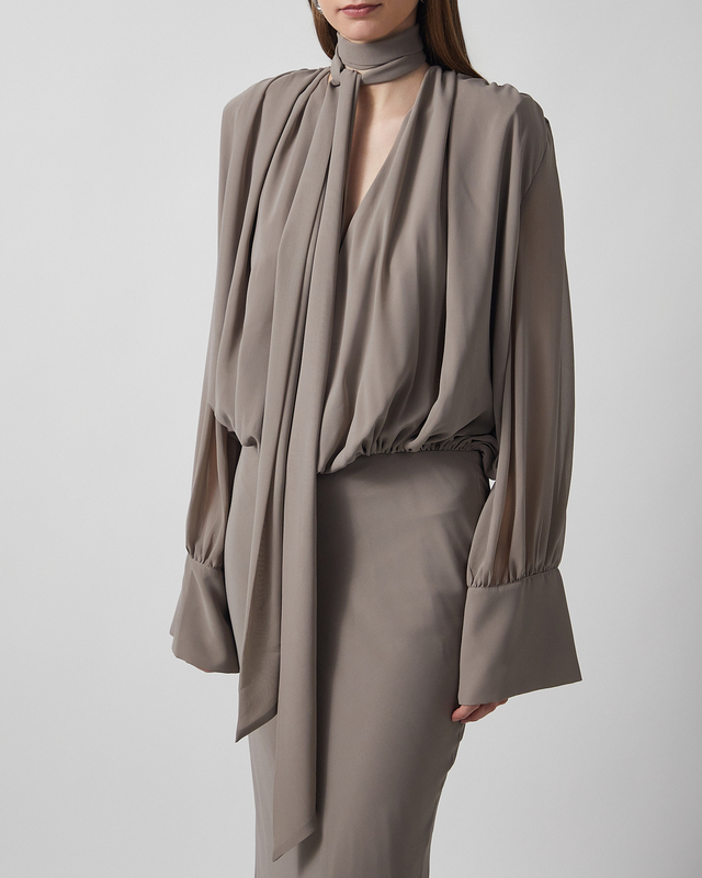 ROTATE Birger Christensen Klänning Chiffon Long-Sleeve Maxi 40