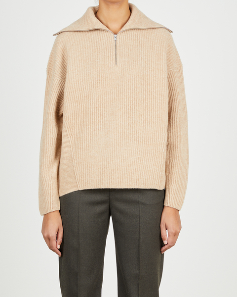 Sweater Half Zip Ribbed Pullover Clay 1