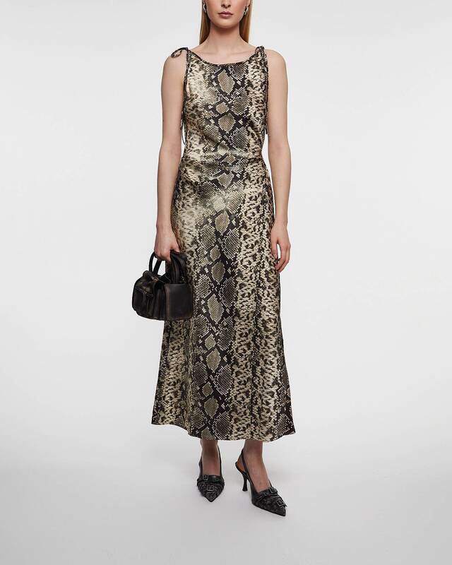 Acne Studios Klänning Satin Snake Print Brun 38
