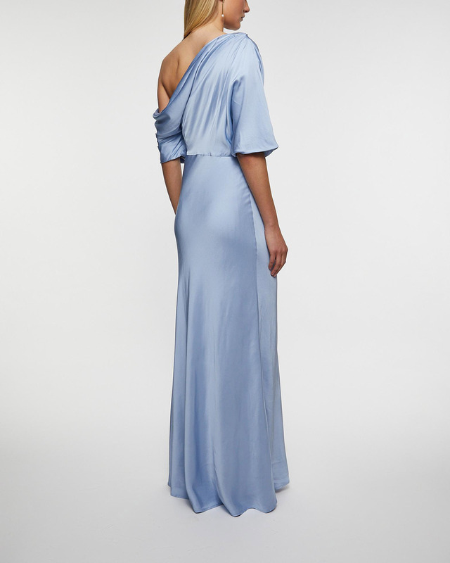 Malina Dress Marisa Asymmetrical Satin Maxi Dusty blue L