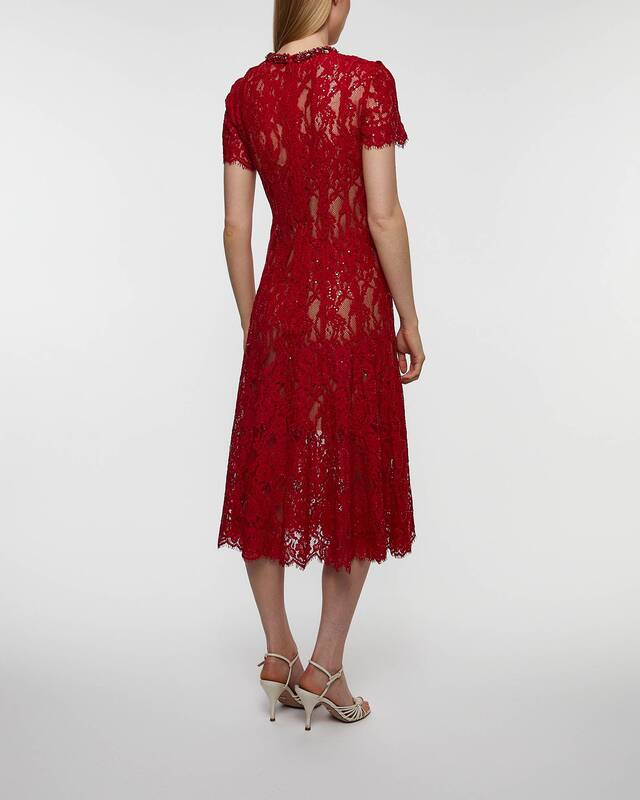 Self-Portrait Klänning Sequin Lace Midi Röd UK 14 (EUR 42)