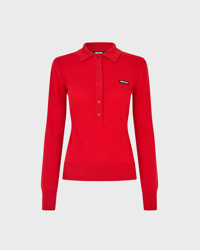 ROTATE  Poloskjorte Wool Longsleeve Red XS