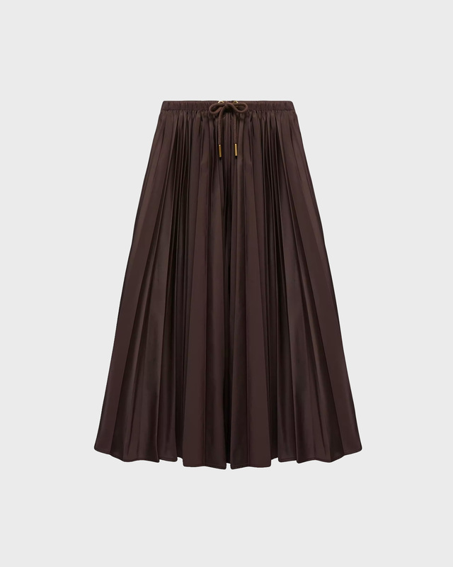 Moncler Skirt Pleated Midi Drawstring Brown IT 44 (EUR 40)