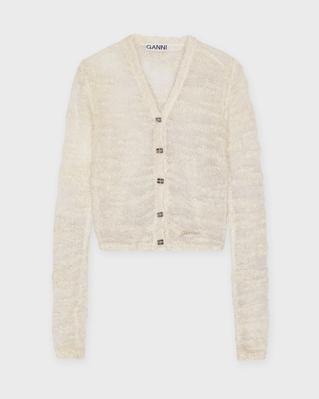 GANNI Kofta Alpaca Mohair Boucle Egret XS