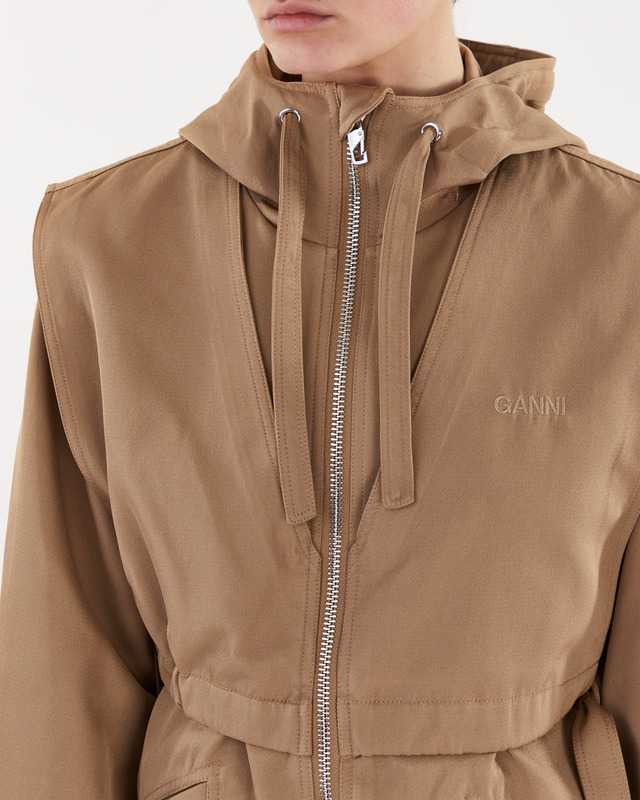 Ganni Coat Heavy Twill Oversized  Beige/brun XXS/XS