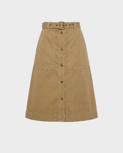 Skirt Belted Cotton Midi Beige 1