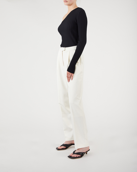 One Shoulder Ribbed Top Svart 2