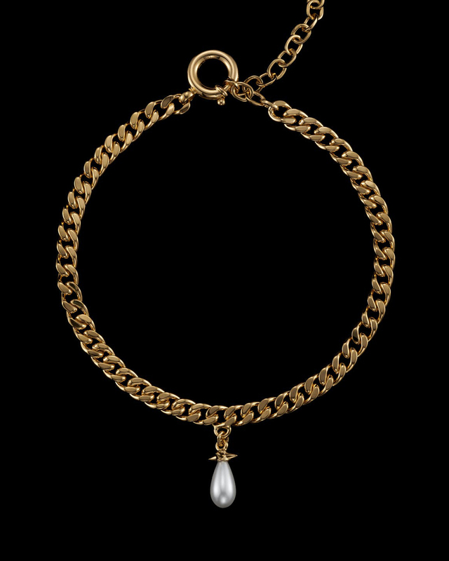 Maria Nilsdotter Necklace  Chunky Chain Drop Pearl  Guld ONESIZE