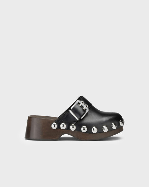 Sandal Retro Leather Clog Black 1