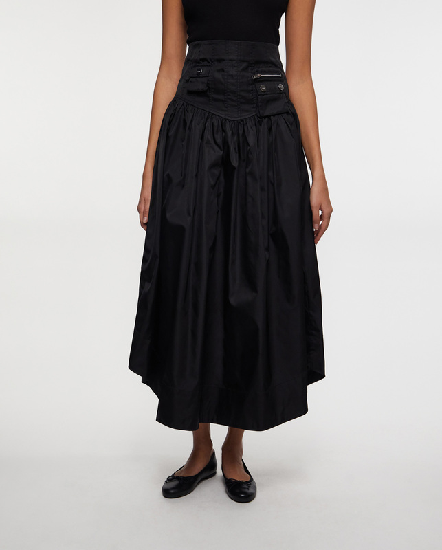 Ganni Skirt Duchesse Nylon Long Pocket Black 34