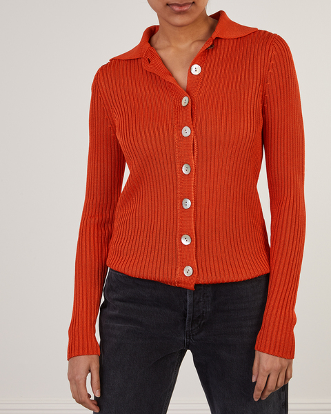 Topp Ribbed Collared Rosa 1