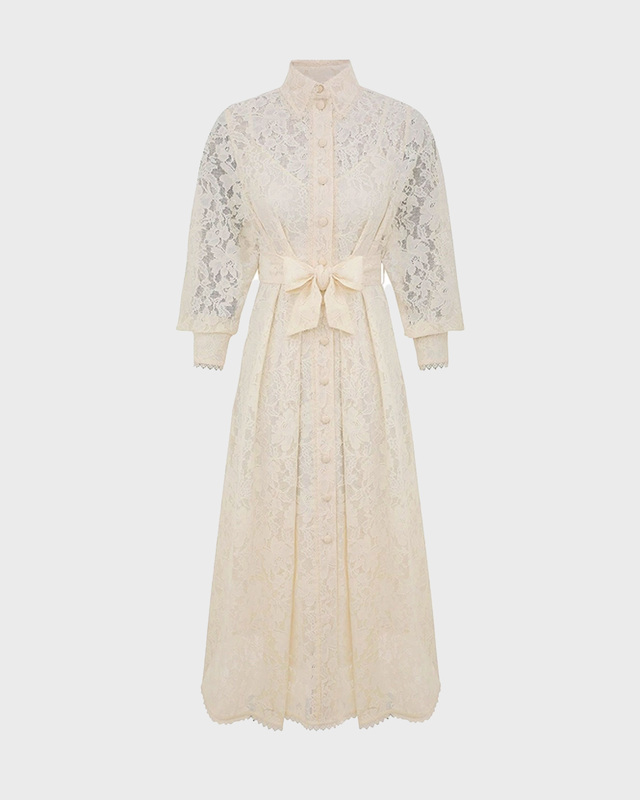 Zimmermann Klänning Dawning Tuck Midi Creme 1 (S-M)